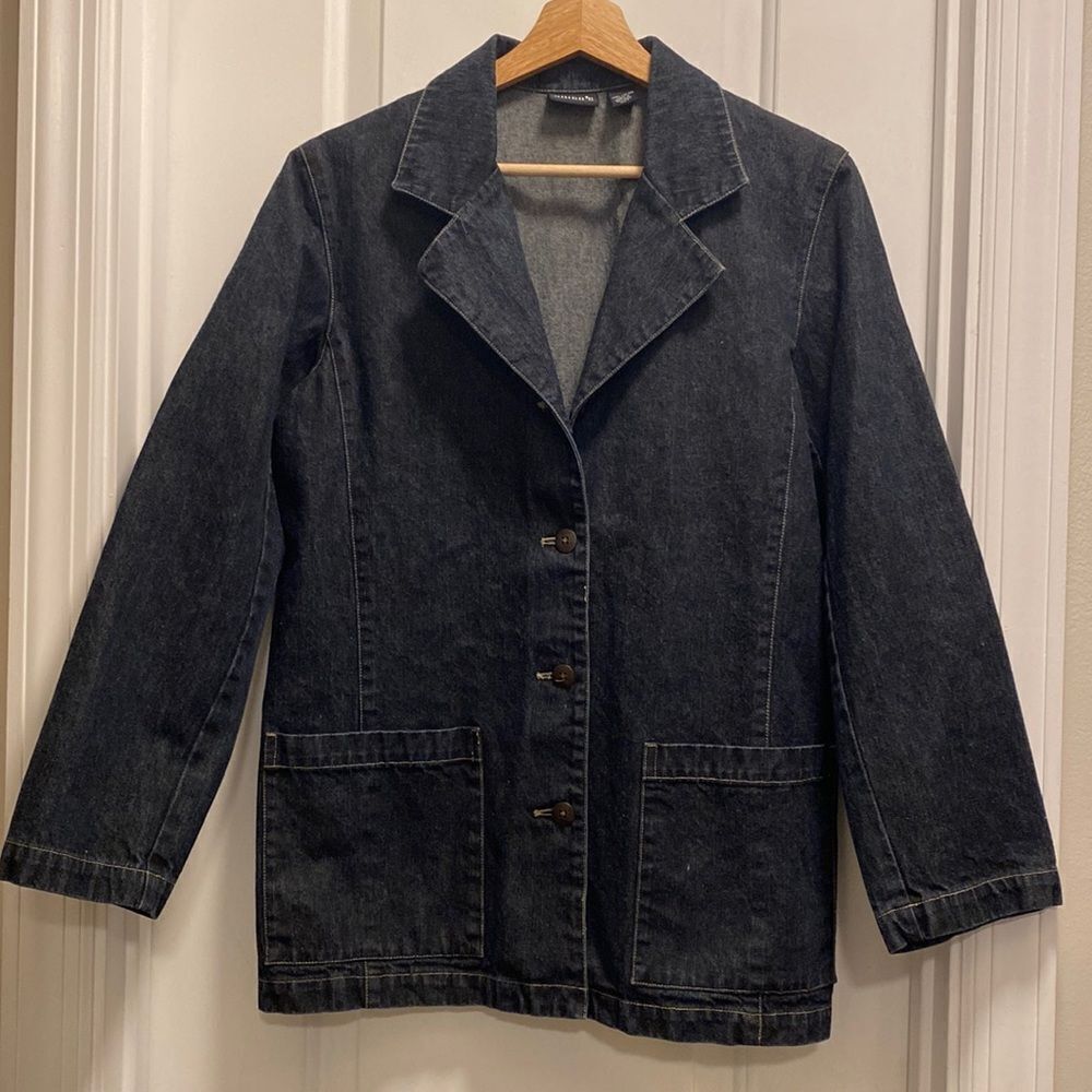 Chico’s jean blazer jacket size 1